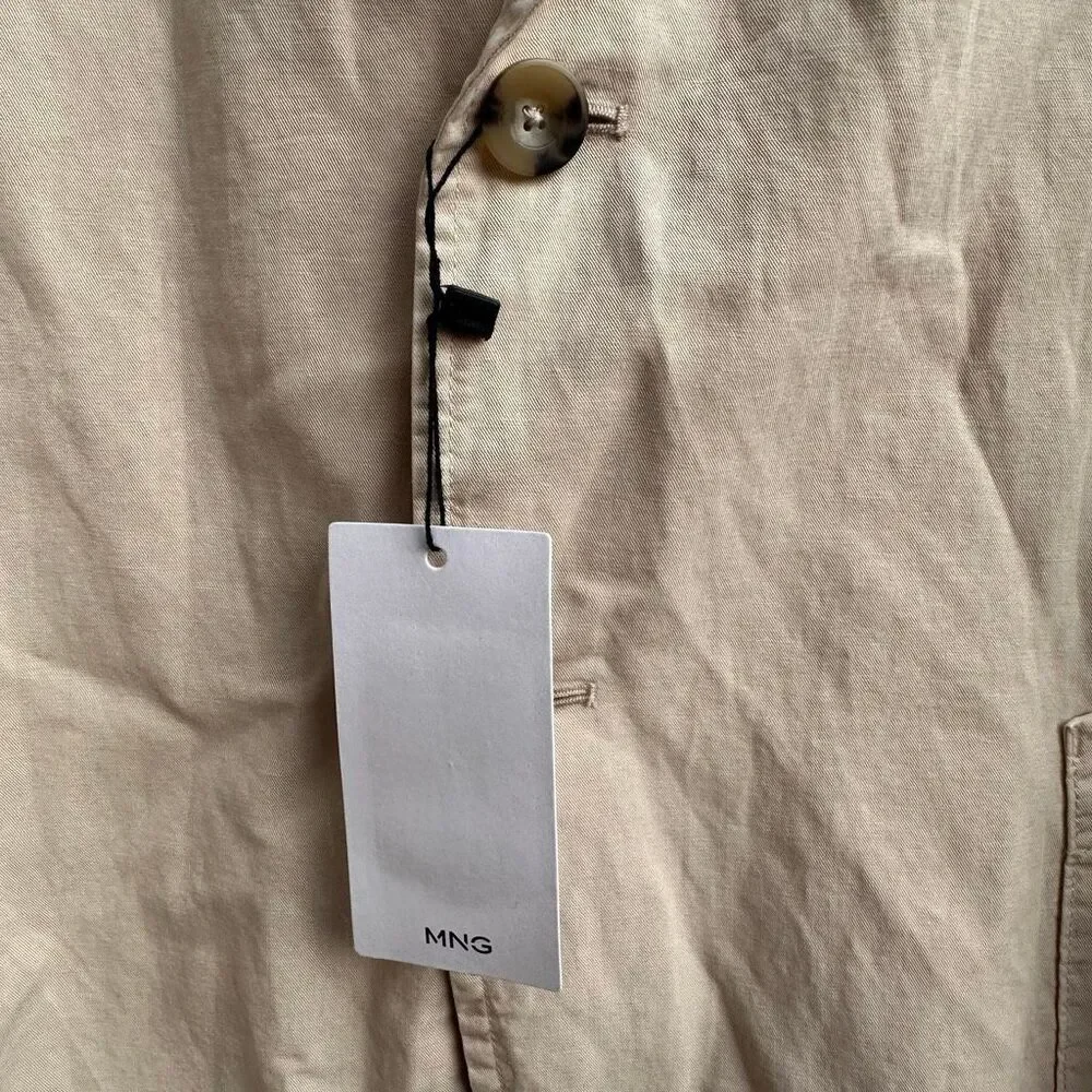 MNG by MANGO $250 Delave Smart Slim Fit Linen Lyocell Blazer Ecru Mens 46 NEW